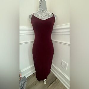 Rampage Womens Burgandy Shimmer Beaded Bottom Dress Size S